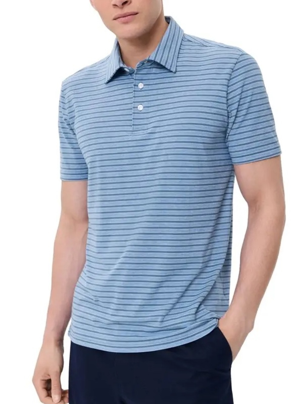 Faherty men’s movement Striped Blue Polo Shirt preppy golf tennis streetwear XL